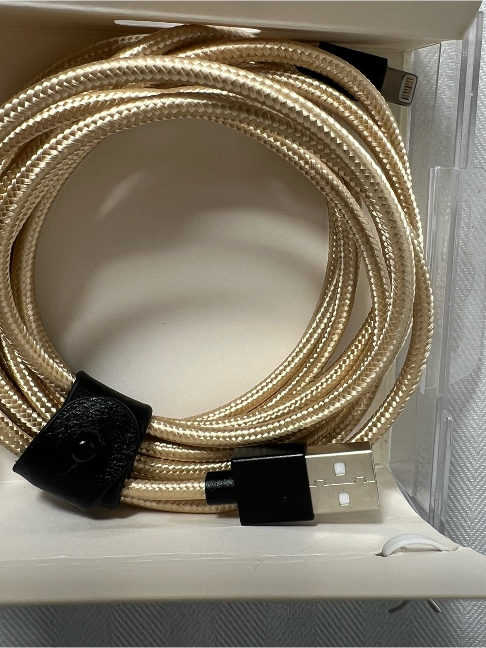 Gold Braided USB to Lightning Charging Cable - Compatible with iPhone 8.2 ft